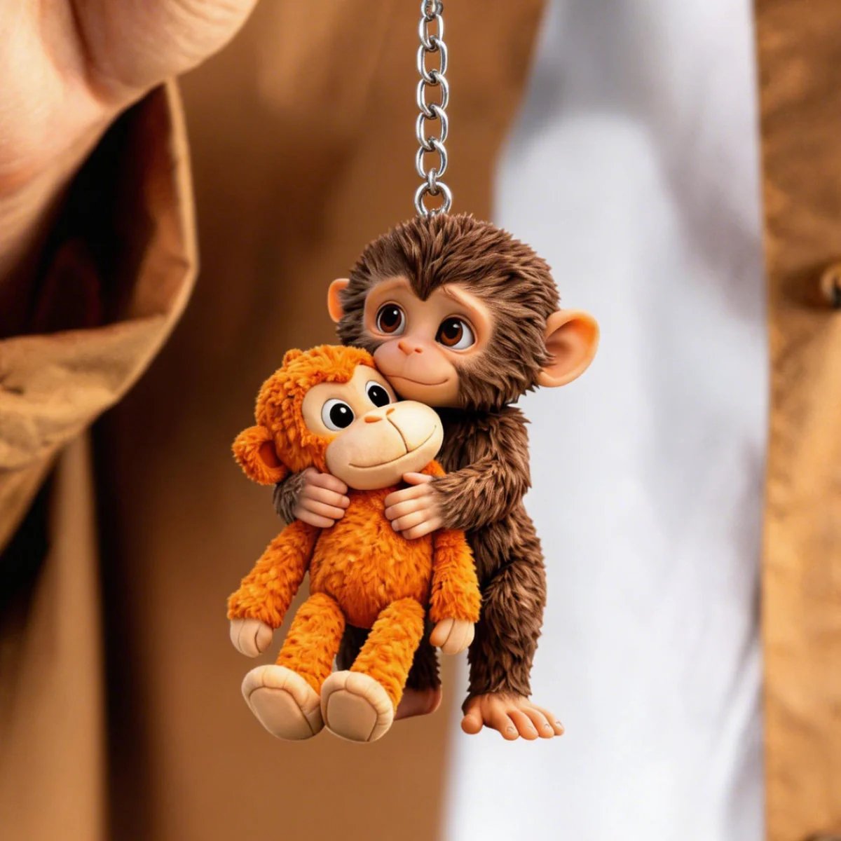 ๐ต 3D Viral Punch Monkey Keychain ๐๐Emotional Gift for Animal Lovers, Family, Friends, Loved Ones