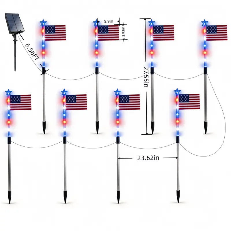 Independence Day Promotion-8 PCS Flag Light Set (4th of July Decorations with 8 Lighting Modes)