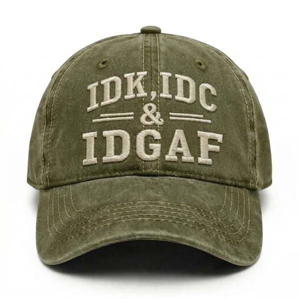 IDK, IDC, IDGAF 😮💨Adjustable Vintage Washed Baseball Cap | Your No-Fuss Daily Staple, Perfect Gift For Dad & Husband🎁