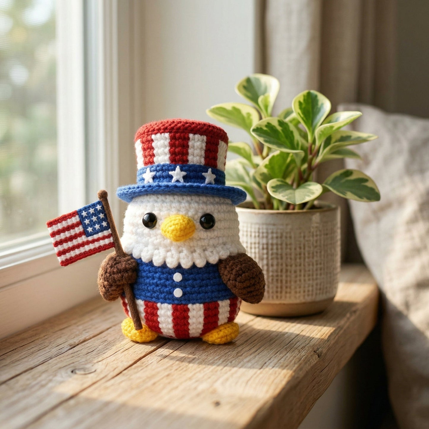 ๐ฅLast Day 49% OFF-Patriotic Crochet Eagle with USA Flag