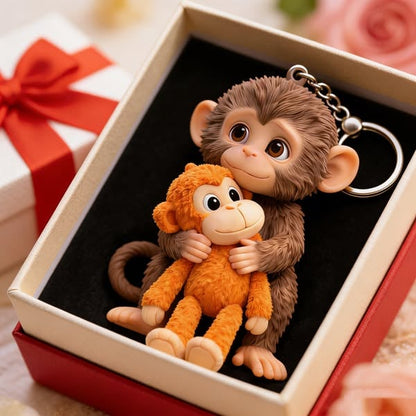 🐵 3D Viral Punch Monkey Keychain 💕🎁Emotional Gift for Animal Lovers, Family, Friends, Loved Ones