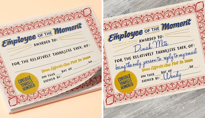 Employee of the Moment Certificate Notepad