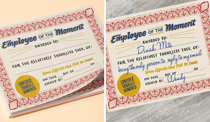 Employee of the Moment Certificate Notepad