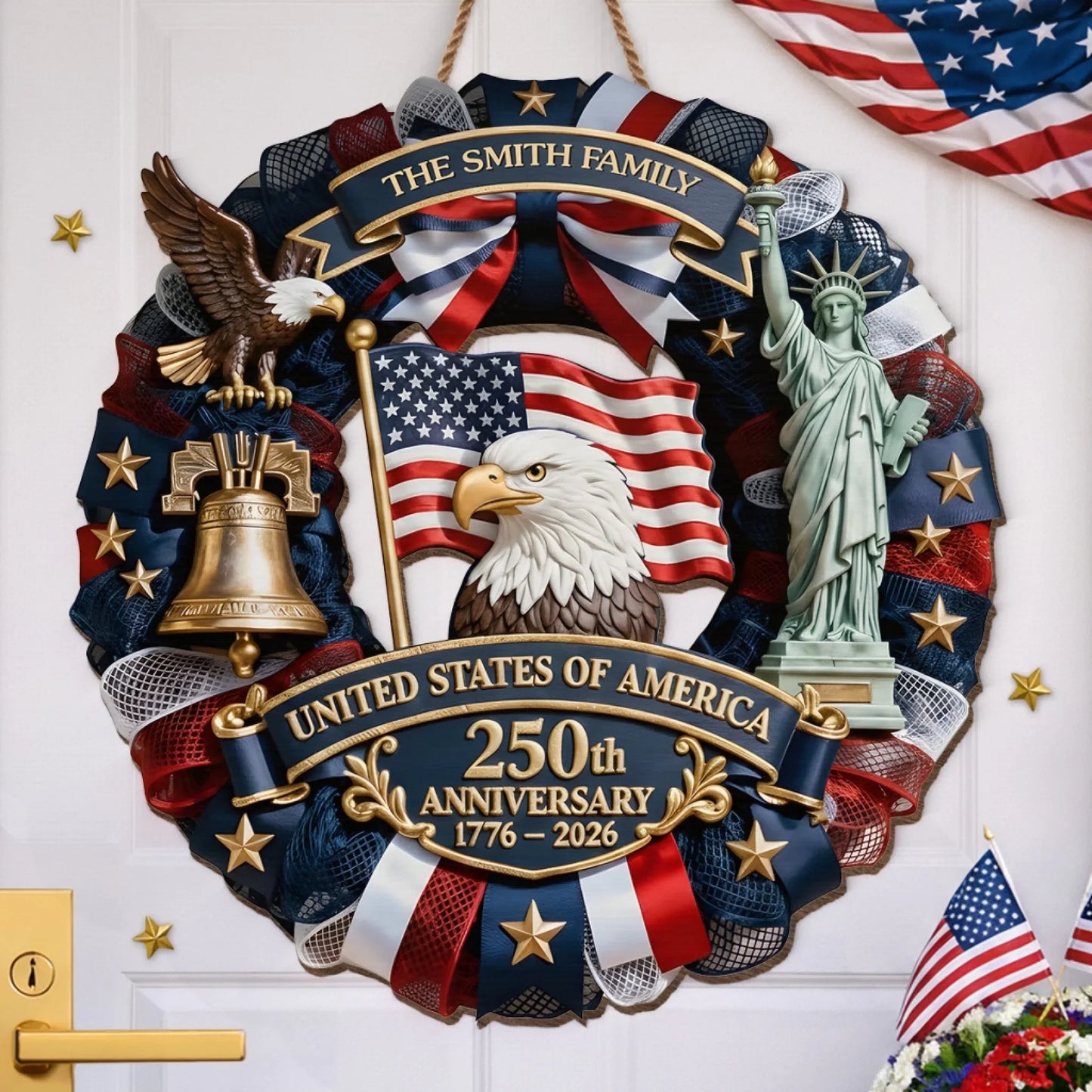 US 250th Anniversary-Personalized Patriot Wood Sign
