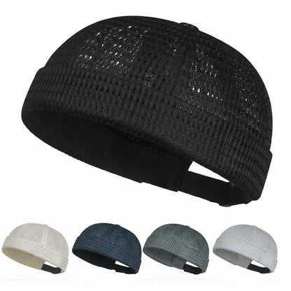 Men’s Breathable Brimless Docker Hat – Lightweight Mesh Skull Cap for Summer Outdoor Wear