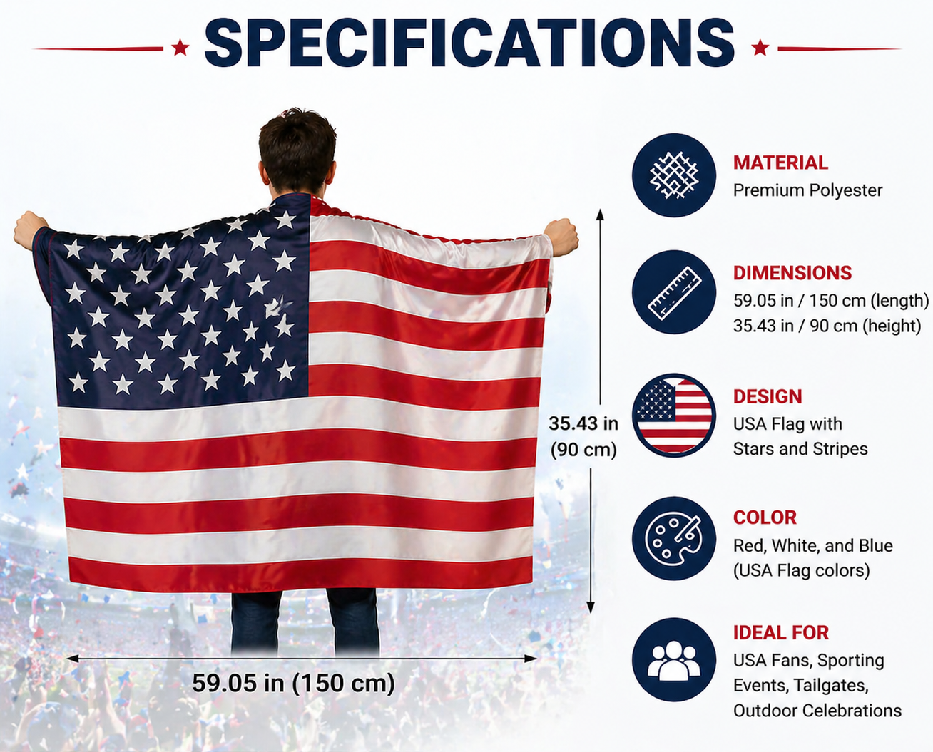 2026 FIFA World Cup USA Flag Cape 🇺🇸 – Premium Lightweight Polyester Fan Gear ⚽🎉