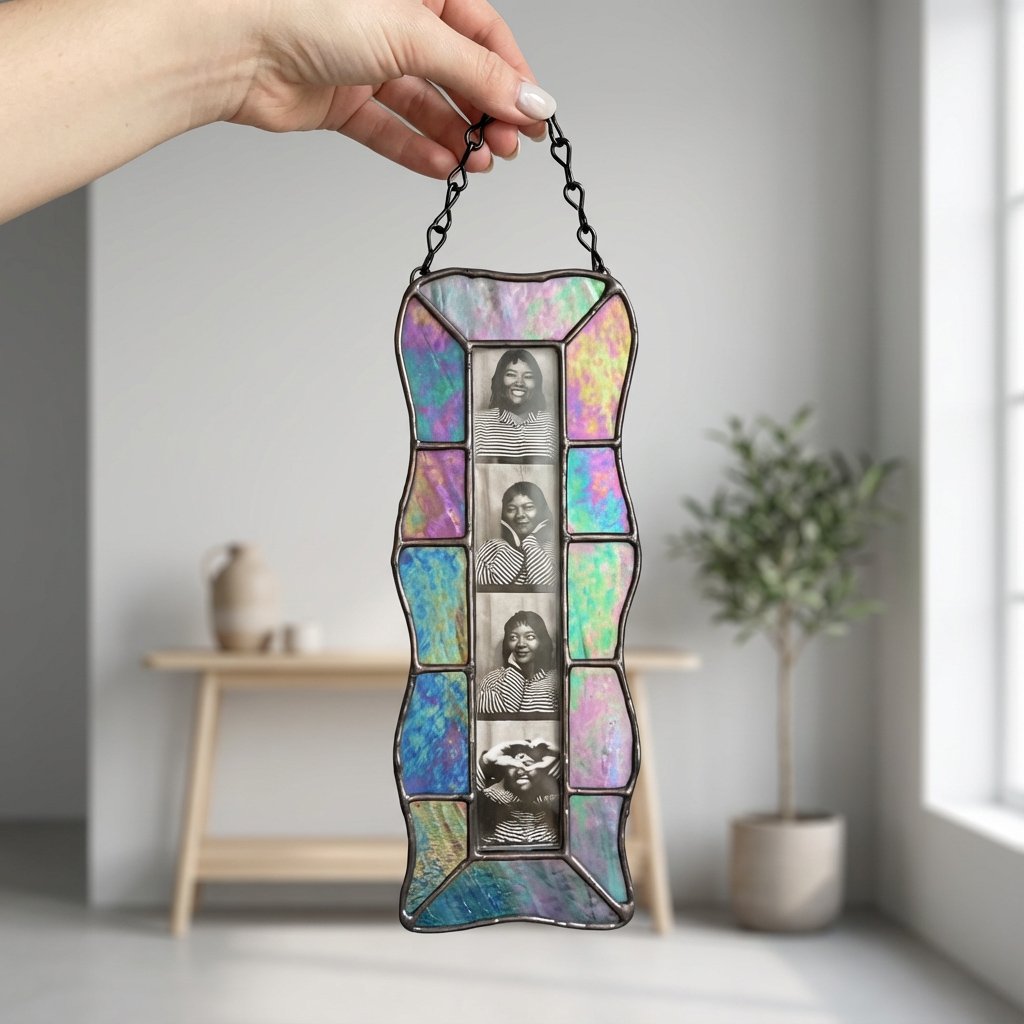 ✨Whimsical Handmade Stained Glass Photobooth Frame — Bathroom/Home Decor