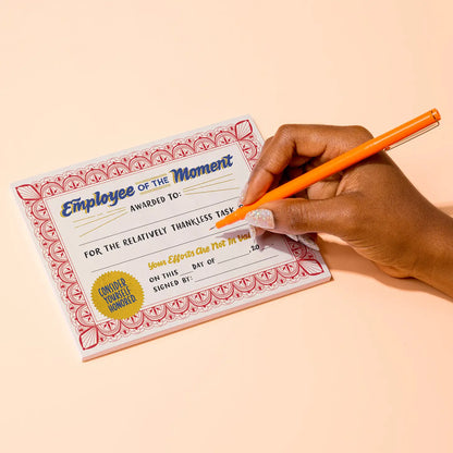 Employee of the Moment Certificate Notepad