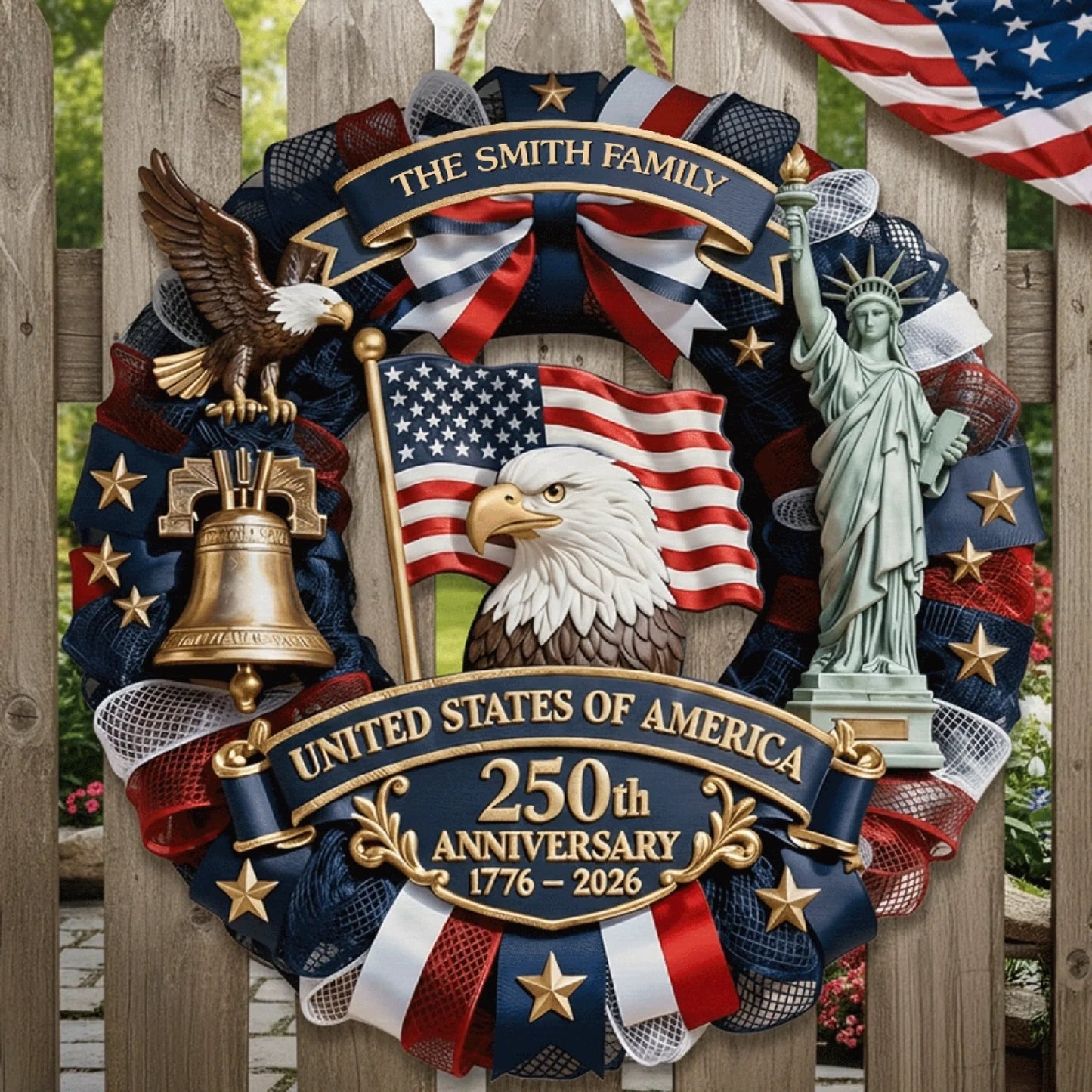 US 250th Anniversary-Personalized Patriot Wood Sign