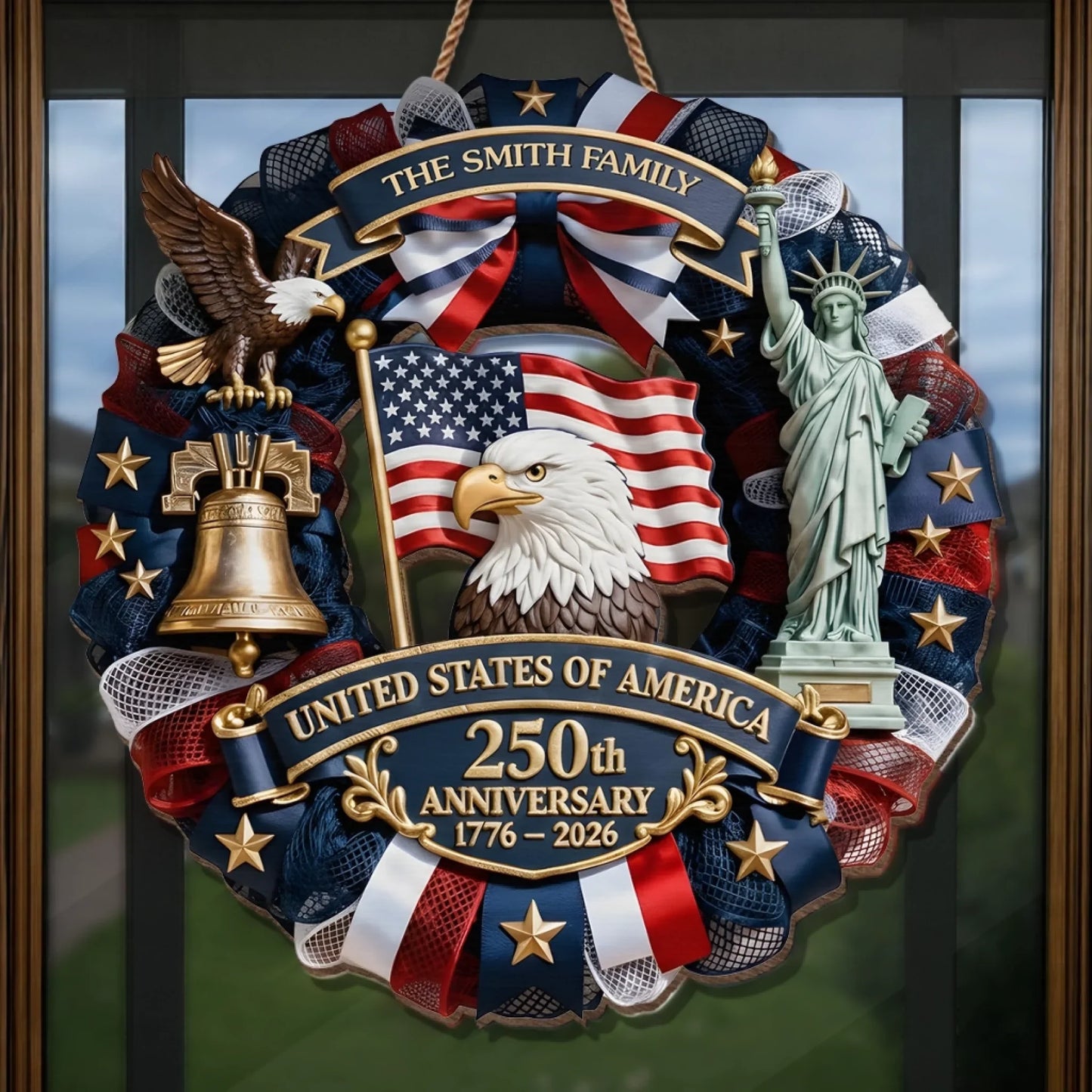 US 250th Anniversary-Personalized Patriot Wood Sign