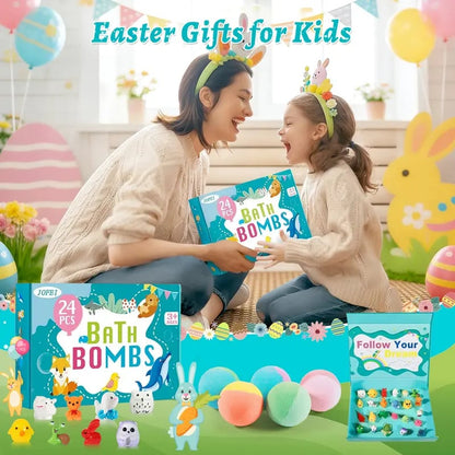 🐰Easter Surprise Bath Bombs for Kids (24-Pack)🌿 Non-Toxic & Safe for Kids 👶