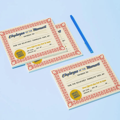 Employee of the Moment Certificate Notepad