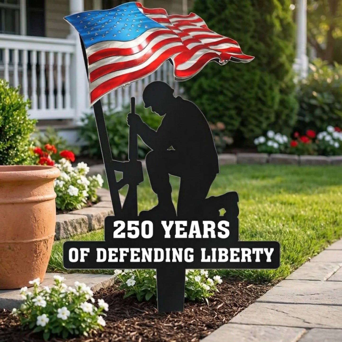 💥🔥 Limited time 57% OFF! First 50 pieces enjoy 57% off! 🔥💥 ✨🇺🇸🗽 15.7" Metal Garden Stake – 🎖️ 250 Years of Defending Liberty