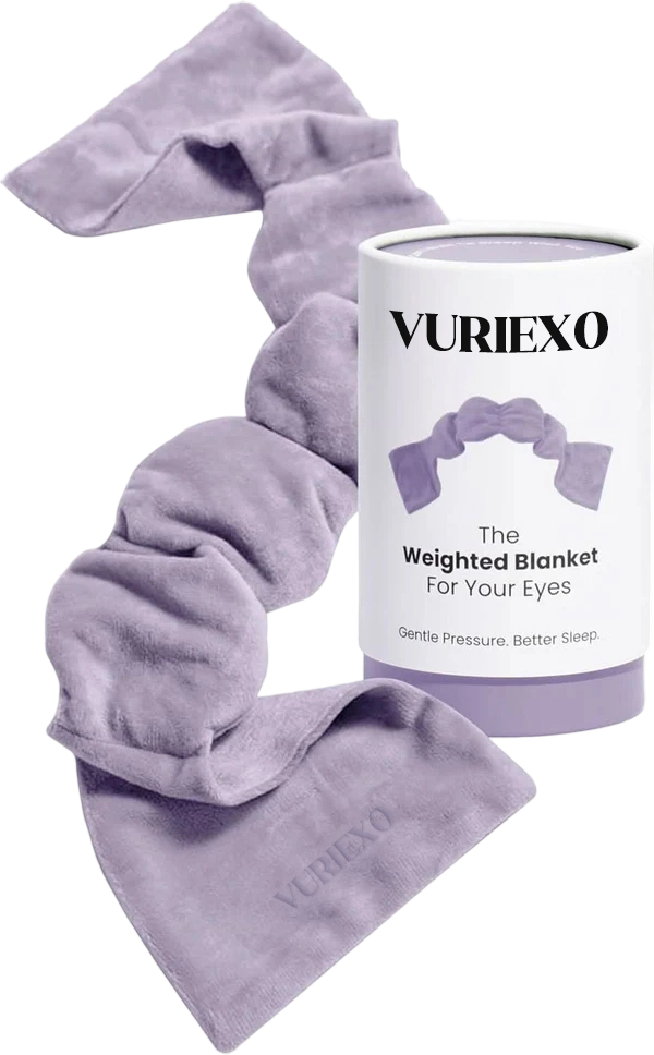 BLACK FRIDAY Vuriexo Sleep Mask - The Weighted Blanket For Your Eyes, Calming Eyemask for Deep Sleep, Side-Sleeping Friendly, 100% Blackout, Patented Strap-Free Design