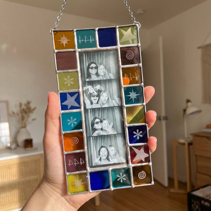 ✨Whimsical Handmade Stained Glass Photobooth Frame — Bathroom/Home Decor