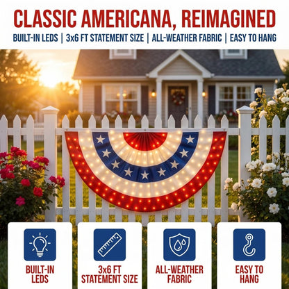 🔥3 x 6 Ft LED Patriotic Bunting Banner for America’s 250th