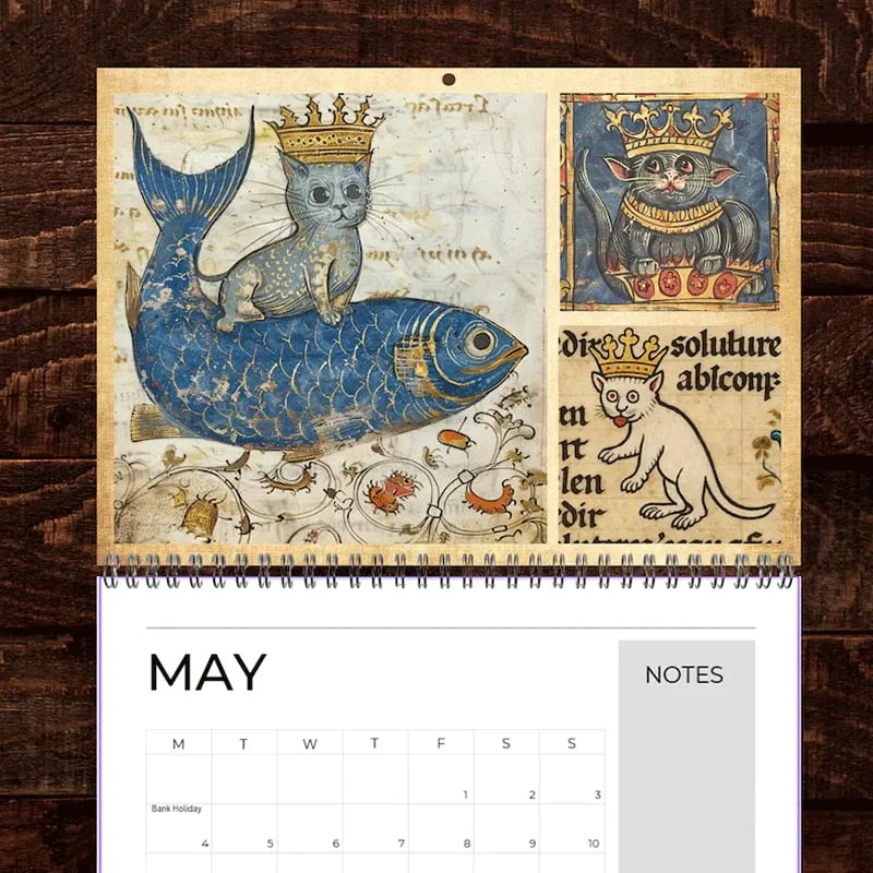 🔥Last Day 49% OFF - 🐱🗓️Medieval Cats with Crowns Calendar 2026