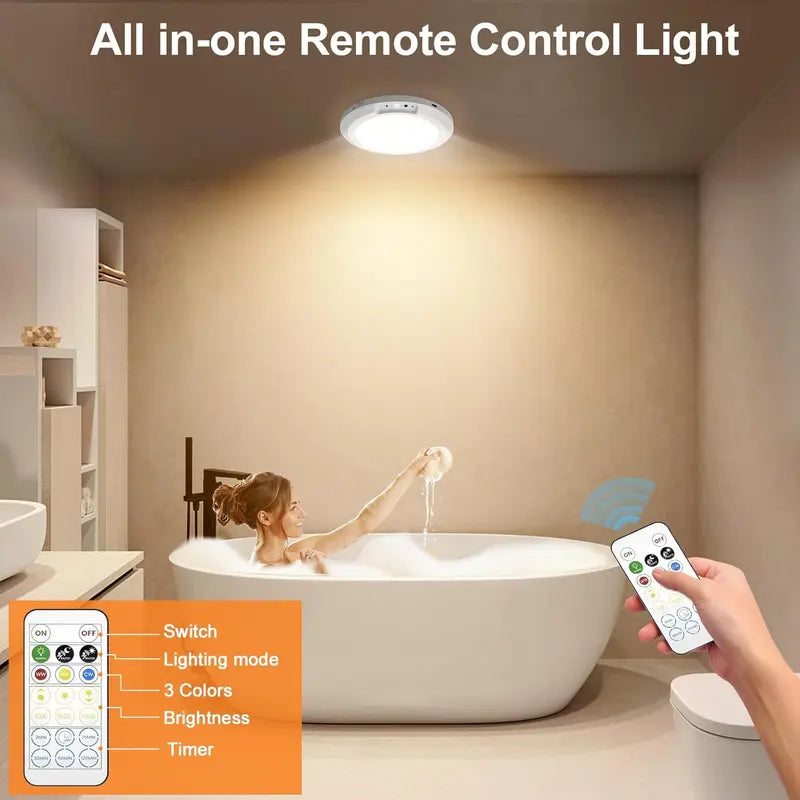 Rechargeable Ceiling Light with Motion Sensor,Rechargeable Ceiling Light with Remote Control -Battery Powered Magnetic Wireless Ceiling Light for Stairs, Shower, Closet,Throw, Patio, Hallway,Porch, etc.