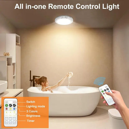 Rechargeable Ceiling Light with Motion Sensor,Rechargeable Ceiling Light with Remote Control -Battery Powered Magnetic Wireless Ceiling Light for Stairs, Shower, Closet,Throw, Patio, Hallway,Porch, etc.
