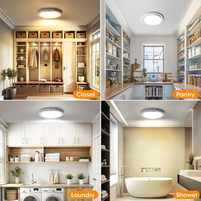 Rechargeable Ceiling Light with Motion Sensor,Rechargeable Ceiling Light with Remote Control -Battery Powered Magnetic Wireless Ceiling Light for Stairs, Shower, Closet,Throw, Patio, Hallway,Porch, etc.