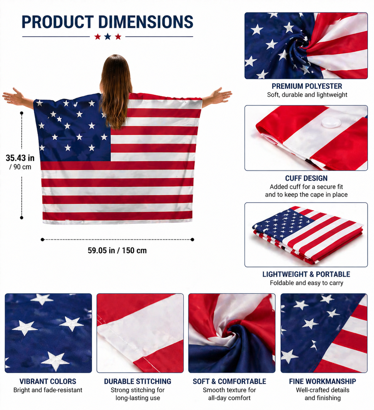 2026 FIFA World Cup USA Flag Cape 🇺🇸 – Premium Lightweight Polyester Fan Gear ⚽🎉