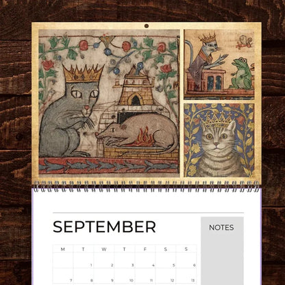 🔥Last Day 49% OFF - 🐱🗓️Medieval Cats with Crowns Calendar 2026