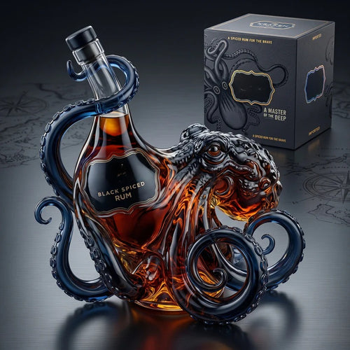 🔥 53% OFF 3D 🐙 Octopus Shaped Collectible Bottle – Black Rum Style Display Bottle