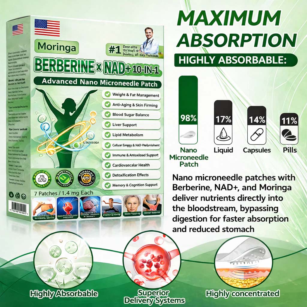 [Boutique officielle]🌲| Moringa · Berberine × NAD+ 10-in-1 Advanced Nano Microneedle Patch 🇬🇧|Backed by science | 10-in-1 formula | Results in 7 days ⏳