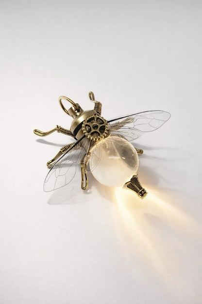Handmade LED Steampunk Light‑Up Brass Viral Bee Brooch