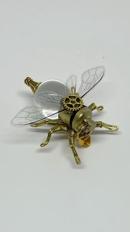 Handmade LED Steampunk Light‑Up Brass Viral Bee Brooch