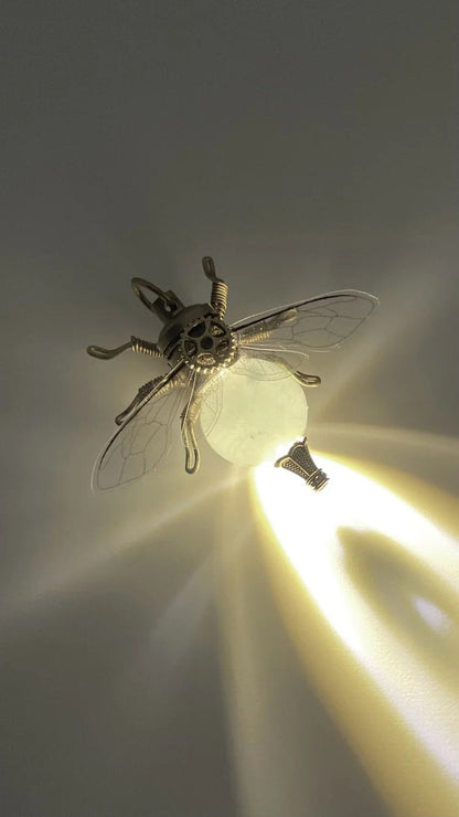 Handmade LED Steampunk Light‑Up Brass Viral Bee Brooch