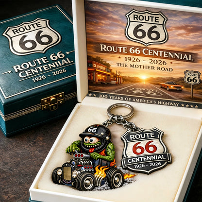 🔥FLASH SALE: 60% OFF!🎁Route 66 Centennial Edition Rat Fink Hot Rod Keychain