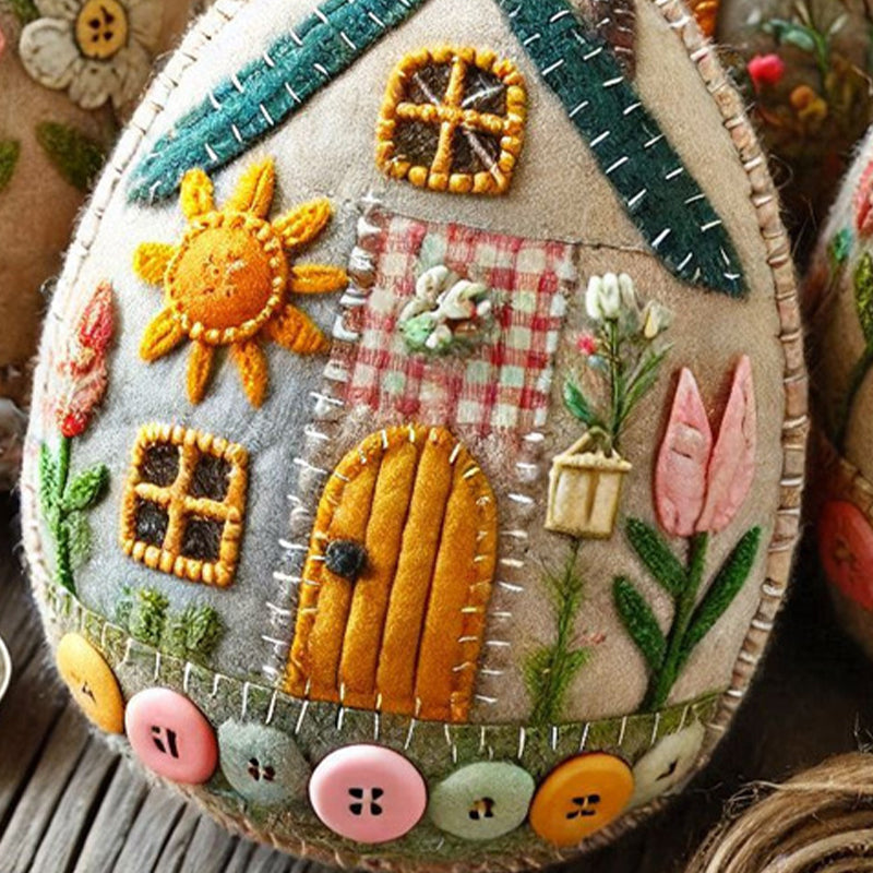 DIY-kit för påskäggshus i patchworkfilt